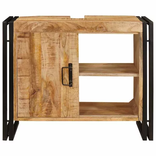  Fürdőszobai mosdószekrény 71 x 33 x 58 cm Tömör Mangófa, Vas