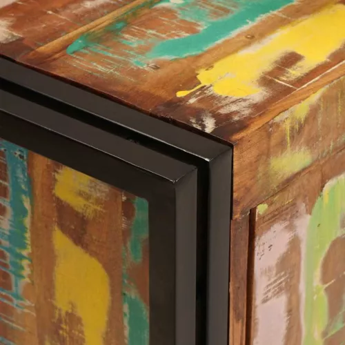  Fürdőszobai mosdószekrény Tömör Újrahasznosított Fa, Vas