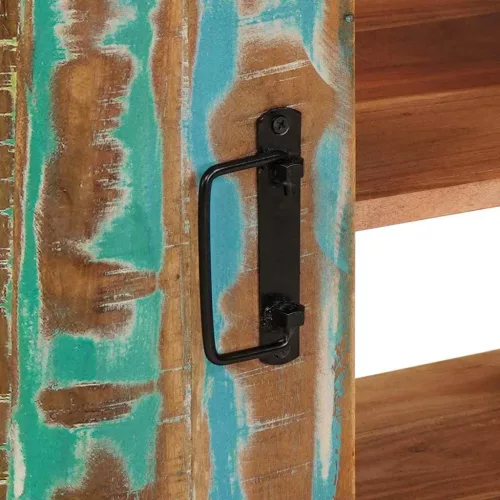  Fürdőszobai mosdószekrény Tömör Újrahasznosított Fa, Vas