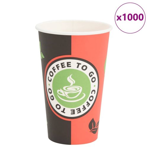  1000 db piros és fekete papír kávéscsészék 16oz 400ml