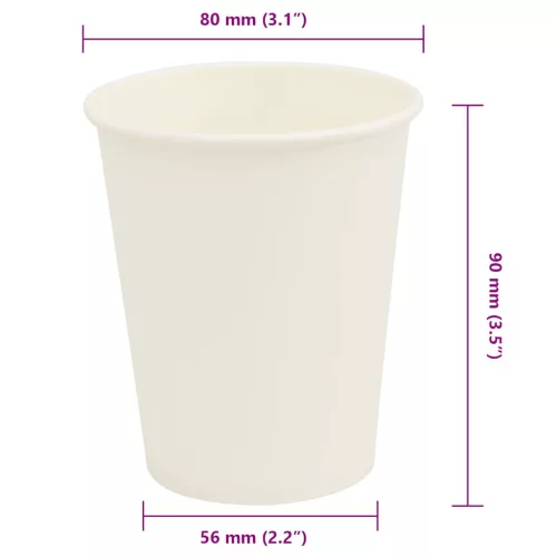  1000 db fehér papír kávéscsészék 8oz 200ml