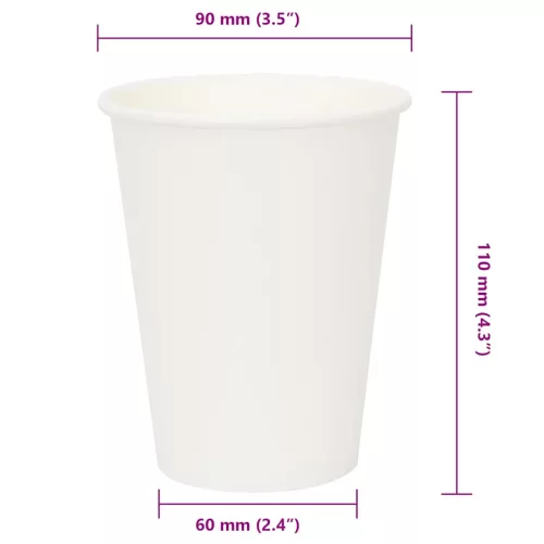  1000 db fehér papír kávéscsészék 12oz 300ml