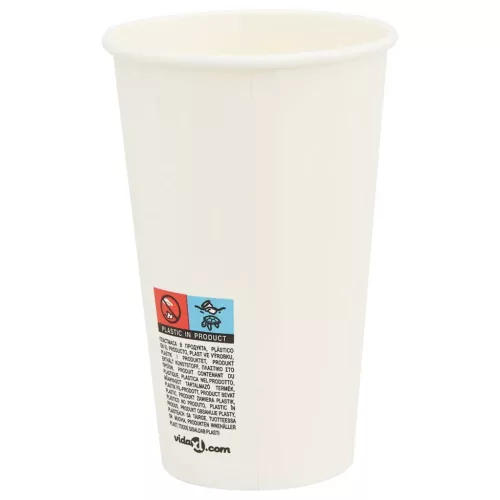  1000 db fehér papír kávéscsészék 16oz 400ml