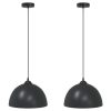 függőlámpák 2 db Állítható magasságú E27 fekete Ø 30 cm Fém