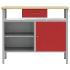  Munkapad Piros és Szürke 100 x 55 x 85 cm Műszaki fa és acél