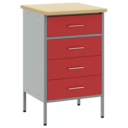  Munkapad Piros és Szürke 50 x 55 x 85 cm Műszaki fa és acél