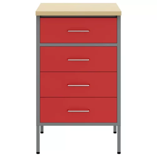  Munkapad Piros és Szürke 50 x 55 x 85 cm Műszaki fa és acél