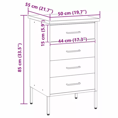  Munkapad Piros és Szürke 50 x 55 x 85 cm Műszaki fa és acél