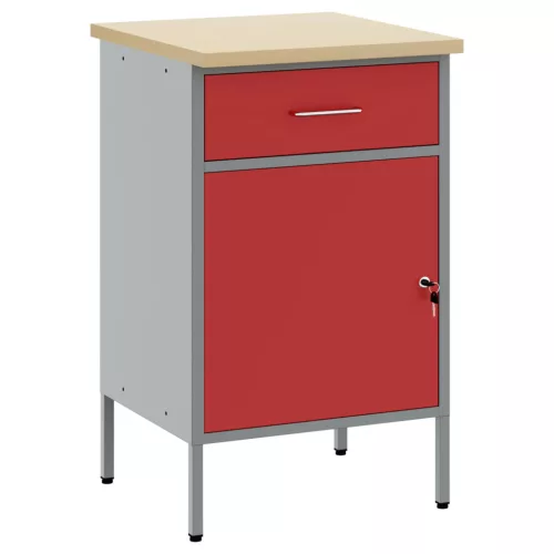  Munkapad Piros és Szürke 50 x 55 x 85 cm Műszaki fa és acél