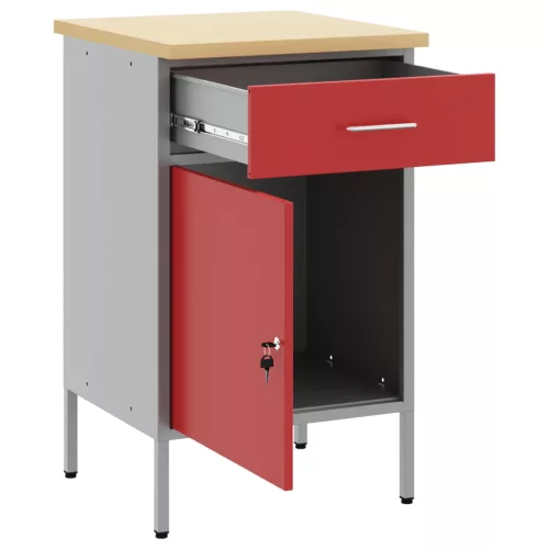  Munkapad Piros és Szürke 50 x 55 x 85 cm Műszaki fa és acél