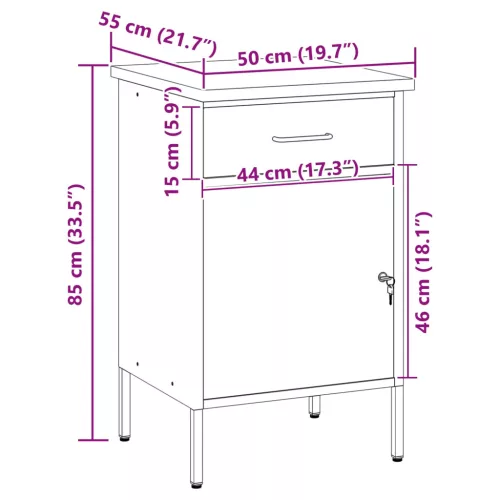  Munkapad Piros és Szürke 50 x 55 x 85 cm Műszaki fa és acél