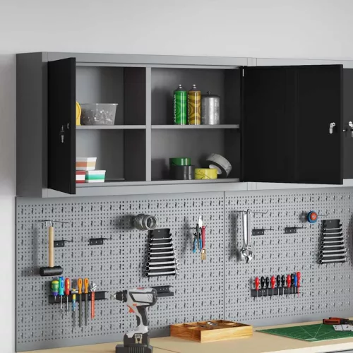  Szerszám szekrény polcokkal Fekete és Szürke 50 x 20 x 55 cm