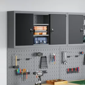    Falra Szerelhető Szerszámos Szekrény Pegboarddal Fekete 100x20x55 cm Acél