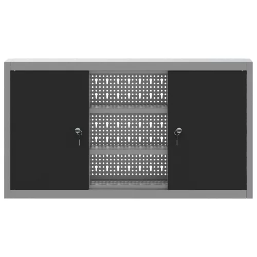  Falra Szerelhető Szerszámos Szekrény Pegboarddal Fekete 100x20x55 cm Acél