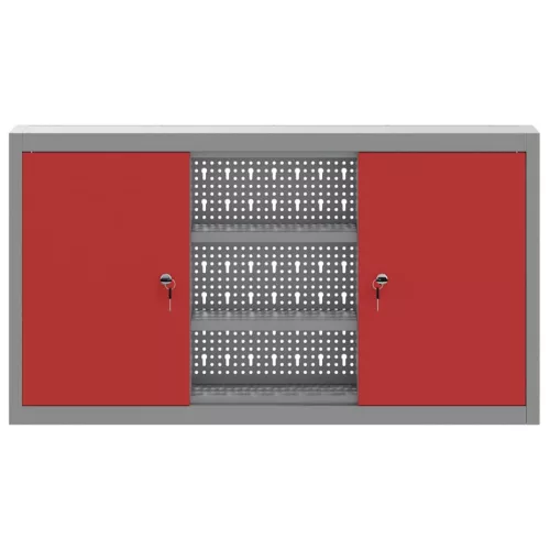  Szerszám szekrény polcokkal Piros és Szürke 50 x 20 x 55 cm