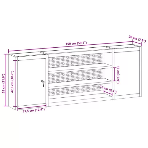  Szerszám szekrény polcokkal Fekete és Szürke 50 x 20 x 55 cm
