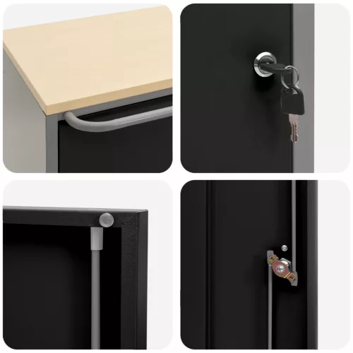  Szerszámos szekrény kerekekkel és zárható fekete 75x45x85 cm acél