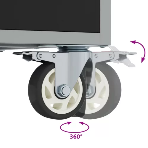  Szerszámos szekrény kerekekkel és zárható fekete 75x45x85 cm acél