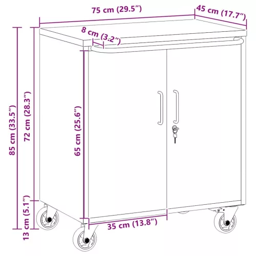  Műhelypad Piros és Szürke 75 x 45 x 85 cm Műszaki fa és acél