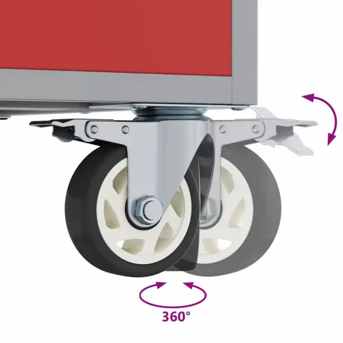  Műhelypad Piros és Szürke 75 x 45 x 85 cm Műszaki fa és acél