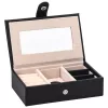  ékszerdoboz 3 rétegű tükörrel zárható fekete 26x18x17,5 cm