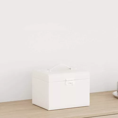  ékszerdoboz 4 rétegű tükörrel zárható fehér 22,5x17,5x16,5 cm