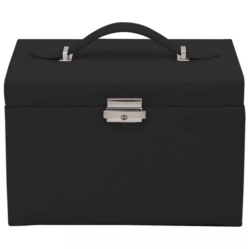  ékszerdoboz 3 rétegű tükörrel zárható fekete 26x18x17,5 cm