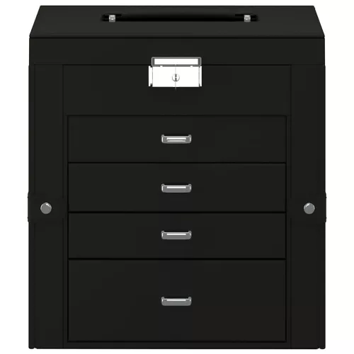  ékszerdoboz 5 rétegű tükörrel zárható fekete színű