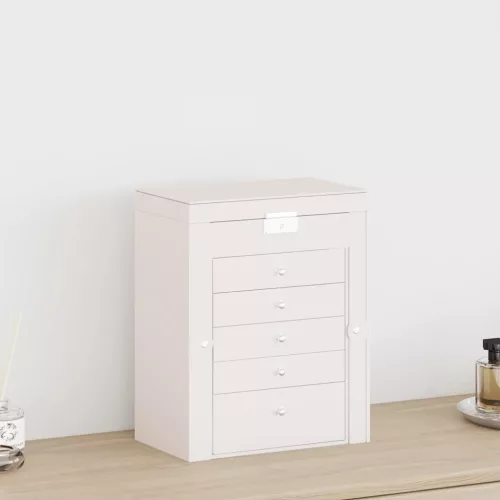  ékszerdoboz 6 rétegű tükörrel zárható fehér színű