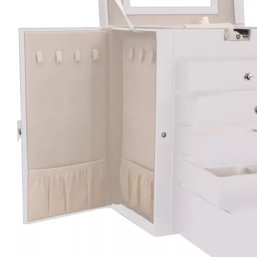  ékszerdoboz 6 rétegű tükörrel zárható fehér színű