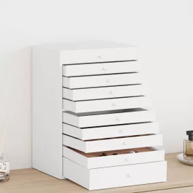    10 rétegű ékszerdoboz óratartókkal Fehér 29x20,5x40,5 cm