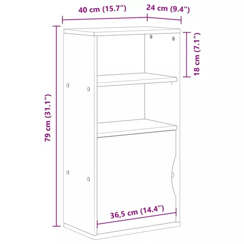  oldalsó szekrény ODDA 40x24x79 cm tömörfa fenyőfa