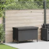  fekete polyrattan kerti tárolóláda kerekekkel 110x55x73 cm