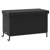  fekete polyrattan kerti tárolóláda kerekekkel 110x55x73 cm