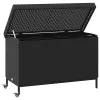  fekete polyrattan kerti tárolóláda kerekekkel 110x55x73 cm
