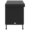  fekete polyrattan kerti tárolóláda kerekekkel 110x55x73 cm
