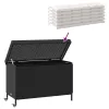  fekete polyrattan kerti tárolóláda kerekekkel 110x55x73 cm
