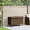  barna polyrattan kerti tárolóláda kerekekkel 110x55x73 cm