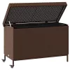  barna polyrattan kerti tárolóláda kerekekkel 110x55x73 cm
