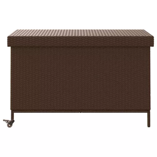  barna polyrattan kerti tárolóláda kerekekkel 110x55x73 cm