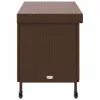  barna polyrattan kerti tárolóláda kerekekkel 110x55x73 cm