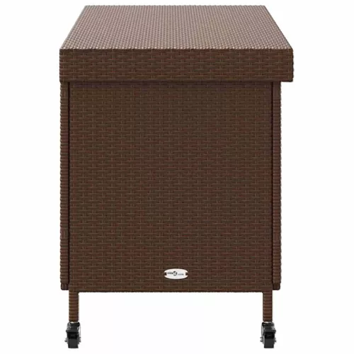  barna polyrattan kerti tárolóláda kerekekkel 110x55x73 cm