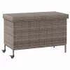  szürke polyrattan kerti tárolóláda kerekekkel 110x55x73 cm