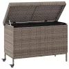  szürke polyrattan kerti tárolóláda kerekekkel 110x55x73 cm