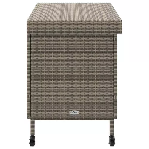  szürke polyrattan kerti tárolóláda kerekekkel 110x55x73 cm
