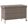  szürke polyrattan kerti tárolóláda kerekekkel 110x55x73 cm