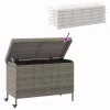  szürke polyrattan kerti tárolóláda kerekekkel 110x55x73 cm