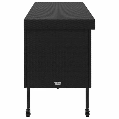  fekete polyrattan kerti tárolóláda kerekekkel 160x55x75 cm