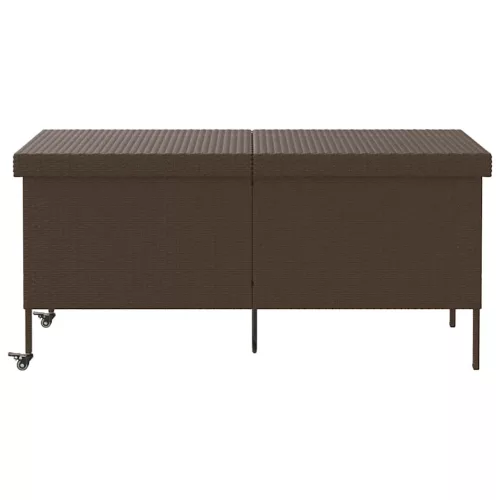  barna polyrattan kerti tárolóláda kerekekkel 160x55x75 cm