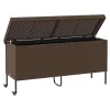  barna polyrattan kerti tárolóláda kerekekkel 160x55x75 cm